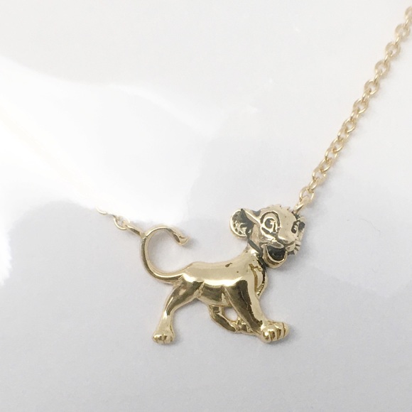 Disney Simba Pendant Necklace Gold Over Silver - Picture 2 of 5